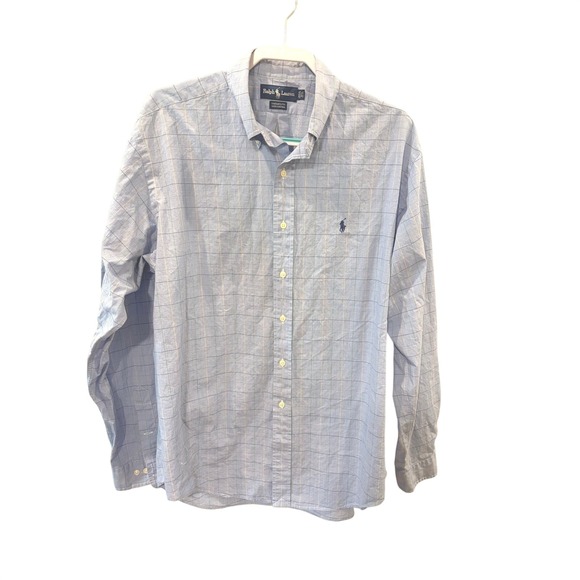 Ralph Lauren Other - Ralph Lauren Yarmouth Mens 16.5 36/37 Blue Windowpane Check Cotton Button Down